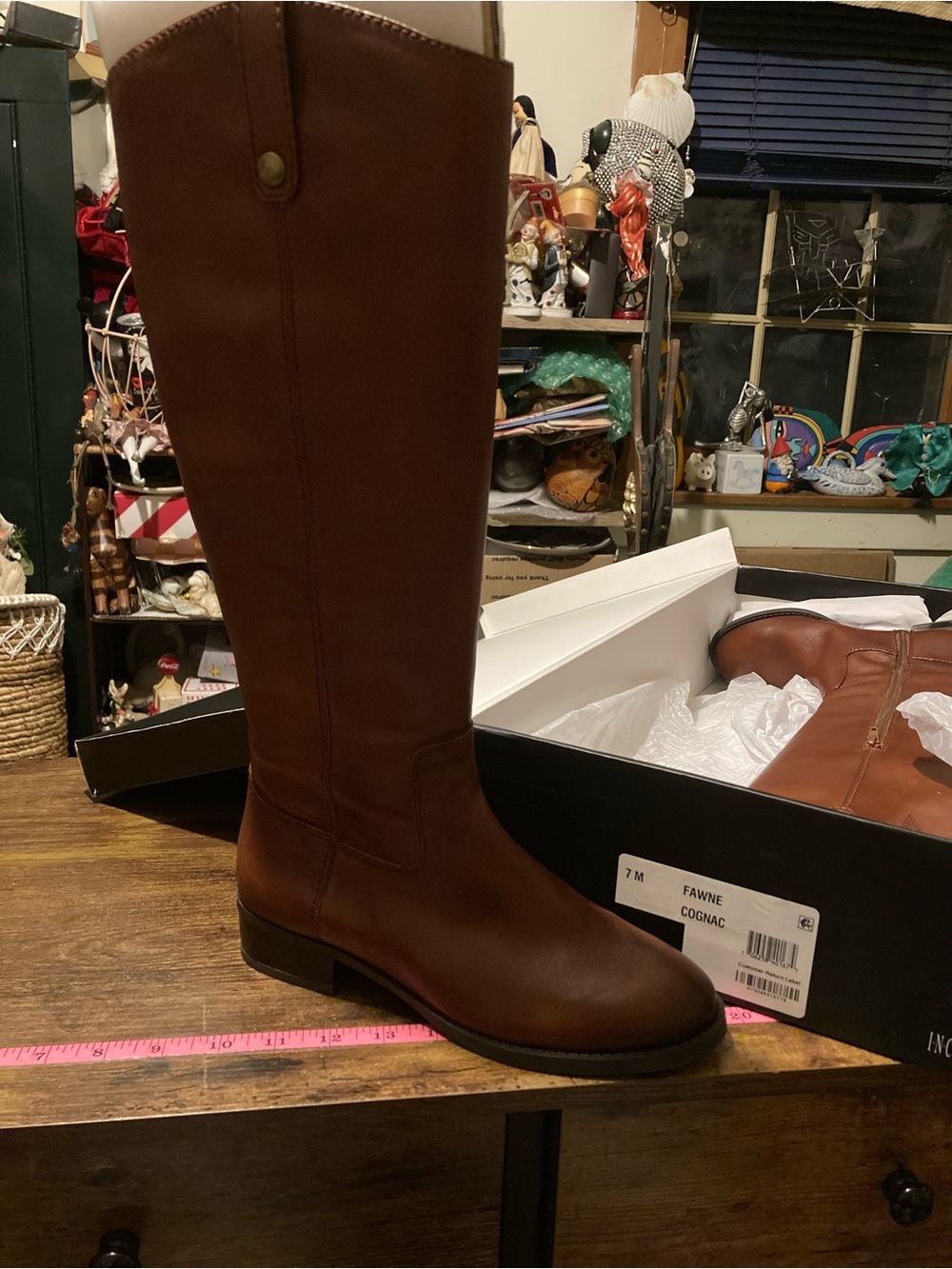 New INC fawn leather boots